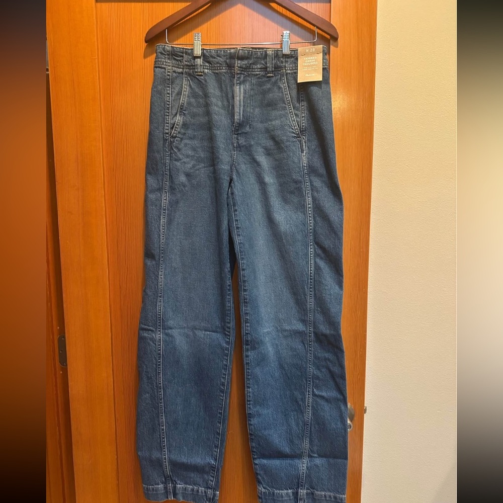 Madewell Tapered Denim Trousers in Blue size 28 NWT